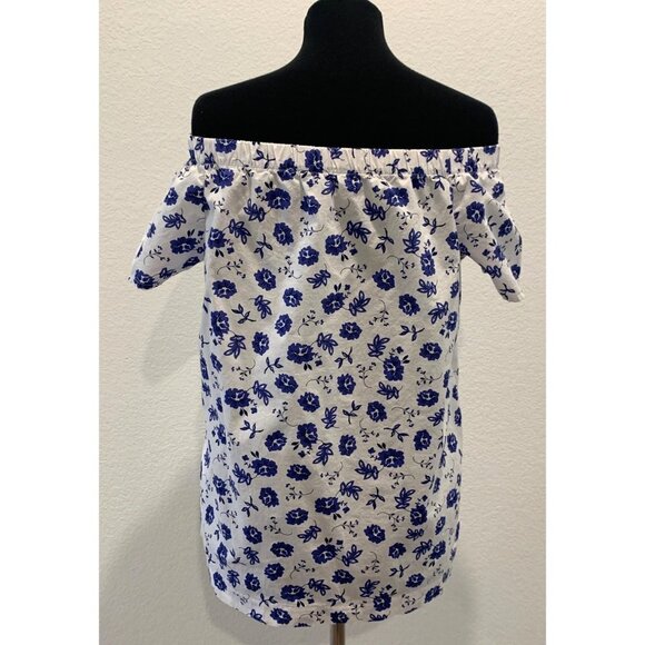 Banana Republic Factory Blue and White Floral Off the Shoulder Top Size XS - Picture 3 of 12